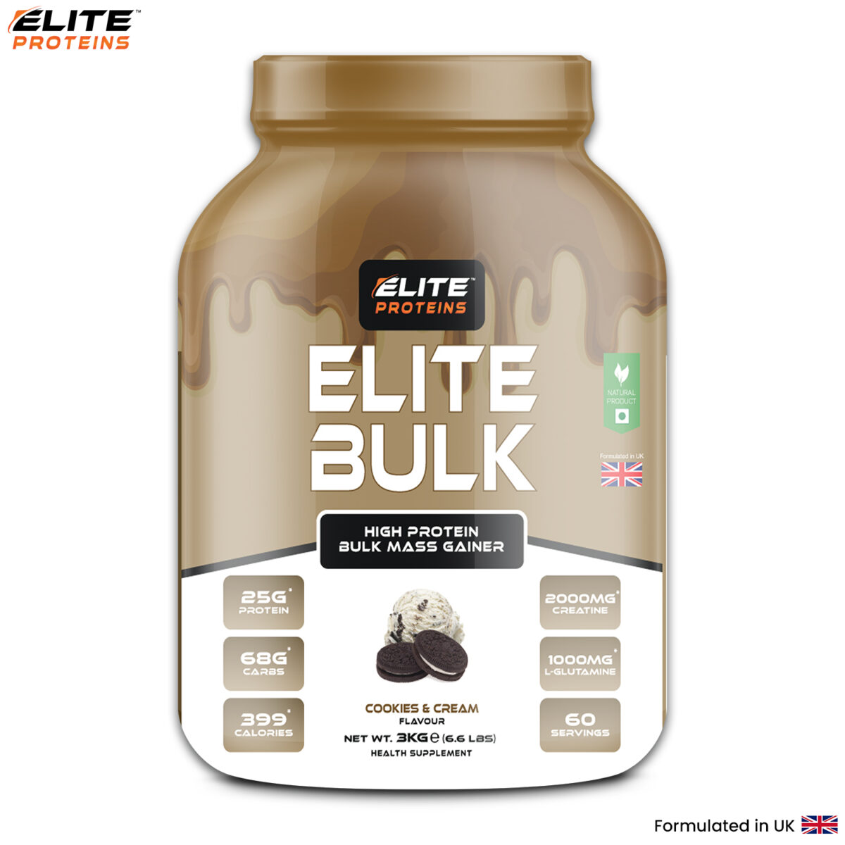 Elite Proteins Powder in Cookies and Cream Flavour